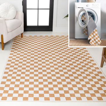 Ainsley Modern Cottage Checkerboard Washable Area Rug